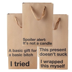 Ensemble de 5 sacs-cadeaux, sacs-cadeaux rigolos, cadeaux bâillons, éléphant blanc, vacances, emballage cadeau, cadeau de bureau Noël, anniversaire, père Noël secret