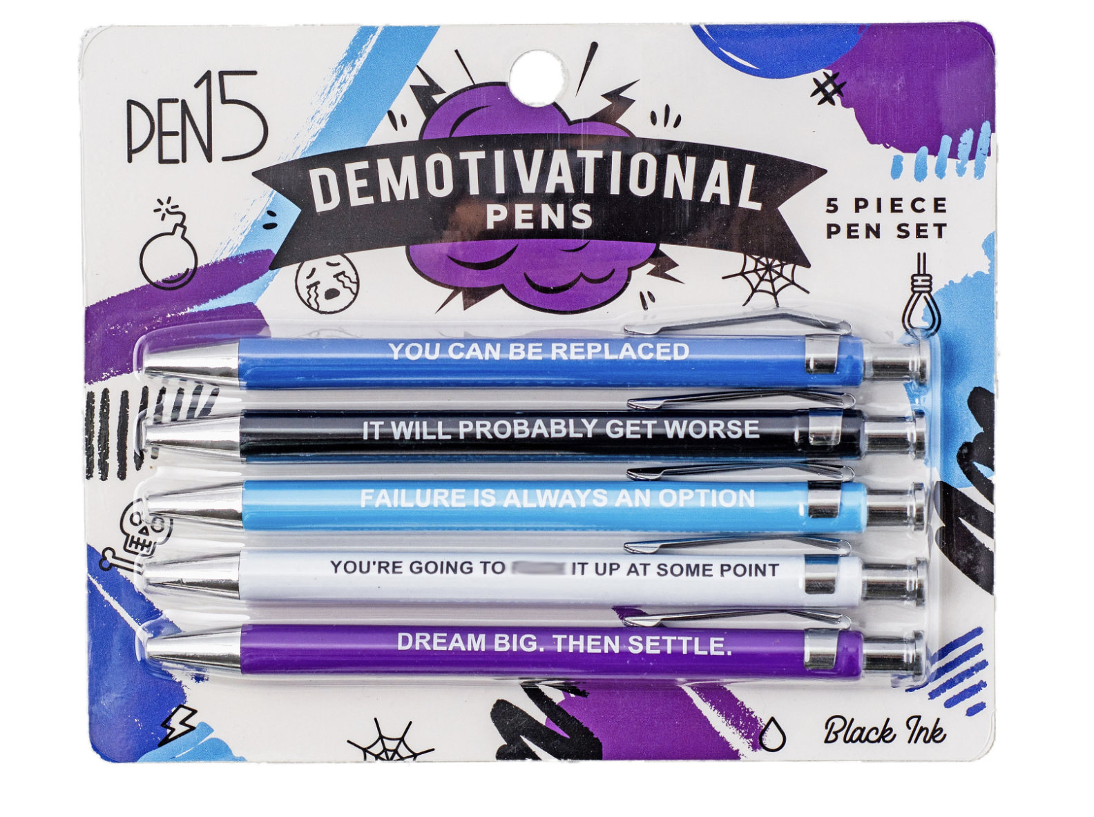 Demotivational Pens, Funny Gag Gift, Sarcastic, Adult Fun, Humor, Gag Gift,  White Elephant, Teacher, Back to School, Office 