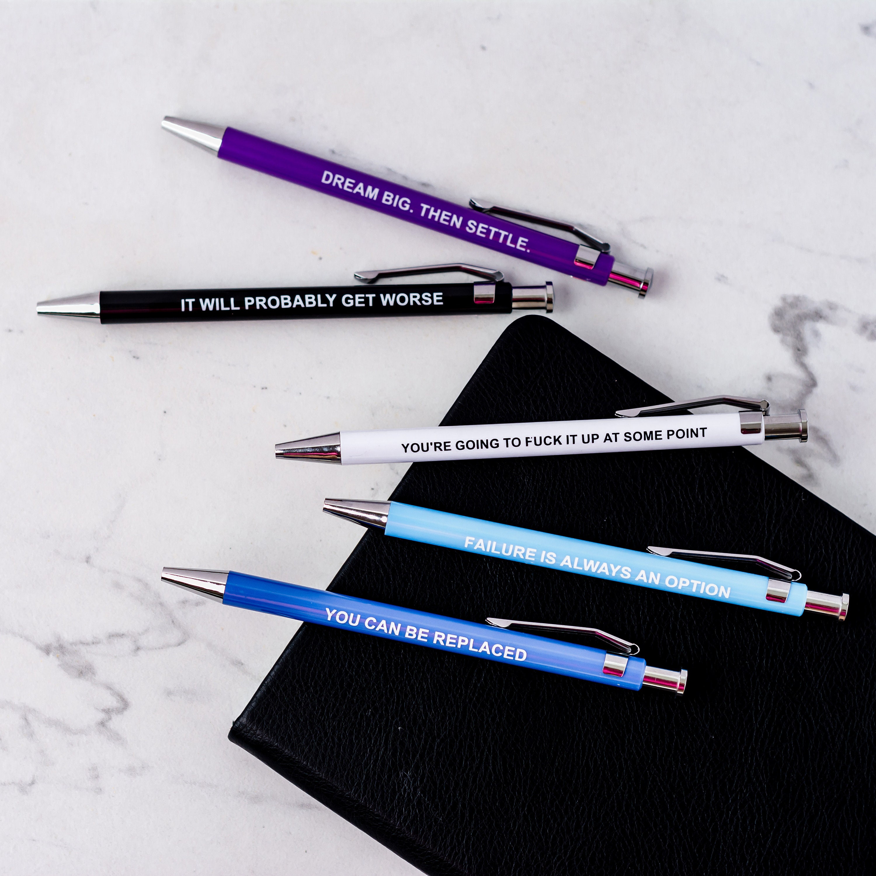 50 Pcs Ballpoint Pens Funny Pens Colorful Demotivational Pens Complaining  Quotes Pen Funny Gag Gift, Inspirational Negative Black Ink Pens for