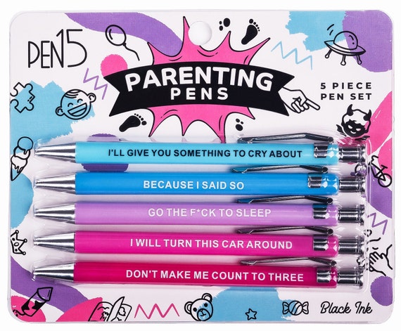 Parenting Pens, Funny Gag Gift, Sarcastic, Adult Fun, Humor, Gag Gift,  White Elephant, Baby Shower, Holiday Christmas, Pregnancy Gift 