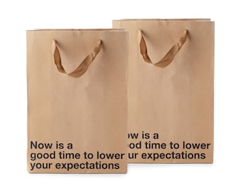 Lower Your Expectations, Funny Gift Bags, 2 Piece Set perfect for gag gifts, Office gift Christmas, Holiday, White Elephant, Secret Santa