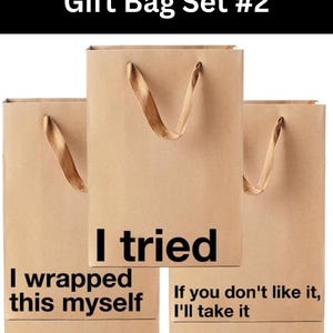 5 Piece Gift Bag Set, Funny gift bag set, gag gifts, , white elephant, holidays, gift wrap Office gift christmas, birthday, secret santa Gift Bag Set #2
