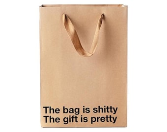Zabawna torba prezentowa z wulgaryzmami – średni papier pakowy z sarkastycznymi napisami – zabawne opakowanie na prezent urodzinowy lub imprezę (11x8x4 cale)