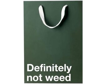 Funny Stoner Gift Bag, "Definitely Not Weed", Kraft Paper Sack, 11 x 8 x 4 in, Snarky Printed Slogan