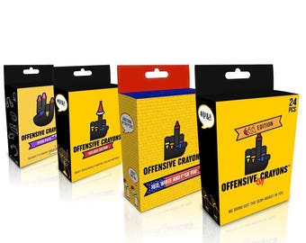 Offensive Crayons, 4 Pack Value Bundle, Full Color Range, Office Joke Present, Reusable Design