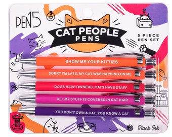 Cat People Pens, Funny, Funny Pen set, Cat Lady,Party Favor,  Stocking Stuffer, Christmas, Birthdays, White Elephant, Holidays, Secret Santa