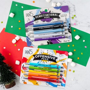 Offensive Pen Bundle Pack, Funny Gag Gift Set, Sarcastic,  Humor, Stocking Stuffers, Christmas, Secret Santa, White Elephant, Holiday Gift