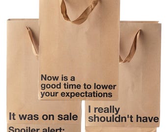 5 Piece Gift Bag Set, Funny gift bag set, gag gifts, , white elephant, holidays, gift wrap Office gift christmas, birthday, secret santa