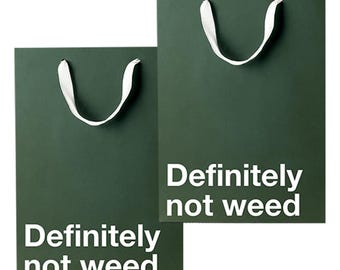 Funny Stoner Gift Bag, "Definitely Not Weed", Kraft Paper Sack, 11 x 8 x 4 in, 2 Pack, Snarky Printed Slogan