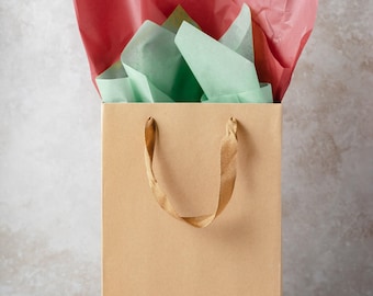 Funny Gift Bag, "The Least I Could Do", Kraft Paper Sack, 11 x 8 x 4 in, Ribbon Handles, Snarky Printed Slogan