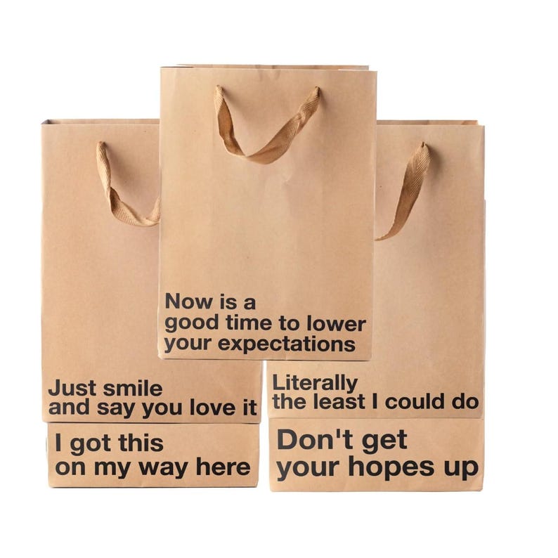 5 Piece Gift Bag Set, Funny gift bag set, gag gifts, , white elephant, holidays, gift wrap Office gift christmas, birthday, secret santa image 1