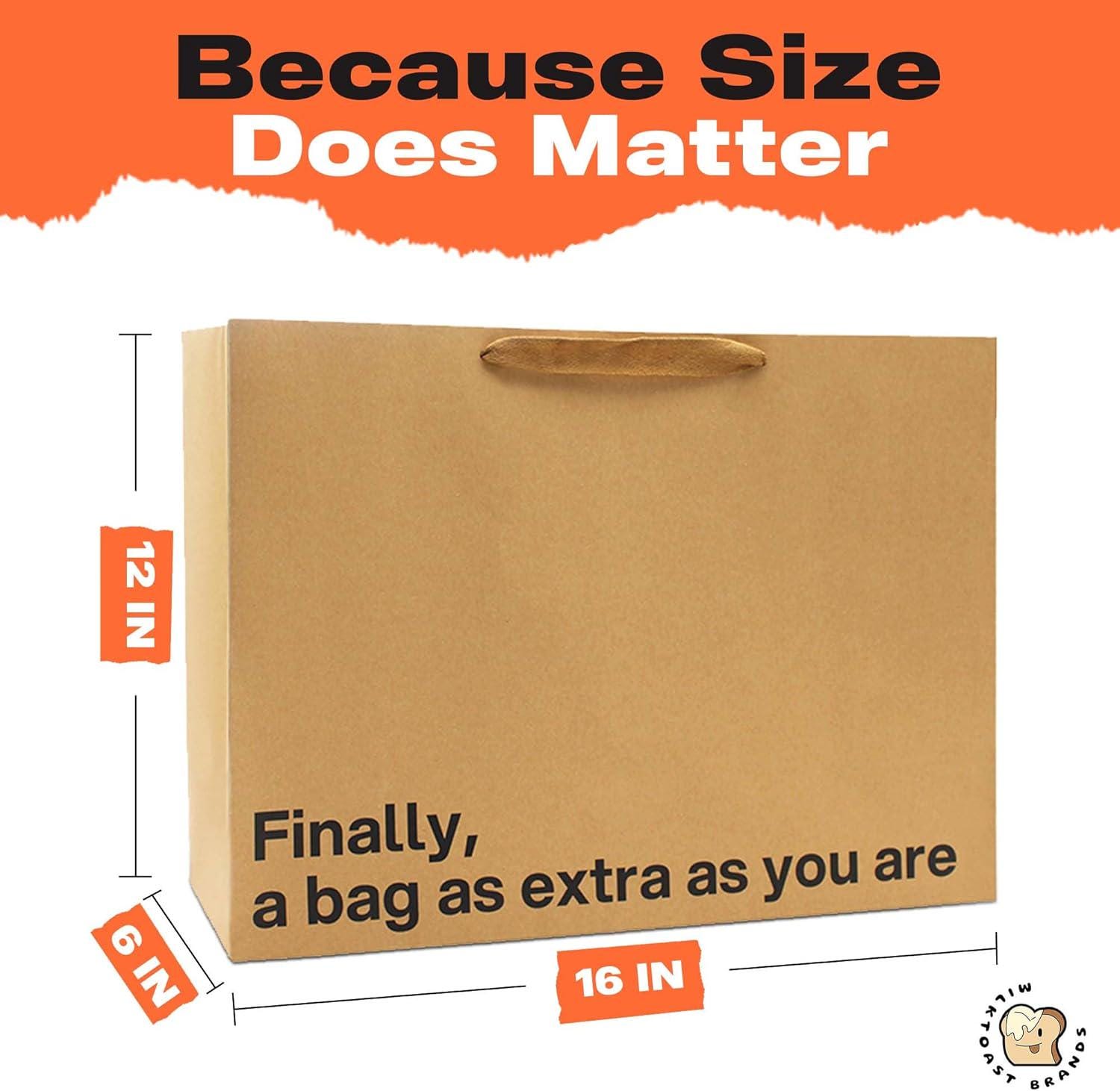 Funny Birthday Gift Bags, Wrapping Is Hard Medium Size Kraft Gift Bag With Black Ribbon Handles, Novelty Gift Bags, White Elephant Gift Bag, Gift Bag For Friend, Christmas Gift Bag 11 thumbnail image