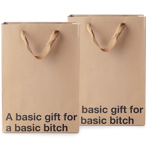 Funny Kraft Paper Gift Bags, Basic Bitch Gag Gift, 2 Piece Set