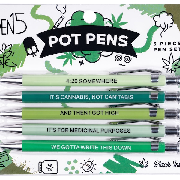 Pot Pens, Funny Gag Gift, Funny Pen set, Adult, Humor, Gag Gift, , Stoners, Stoner, Office, Weed Snarky pen set mothers day fathers day