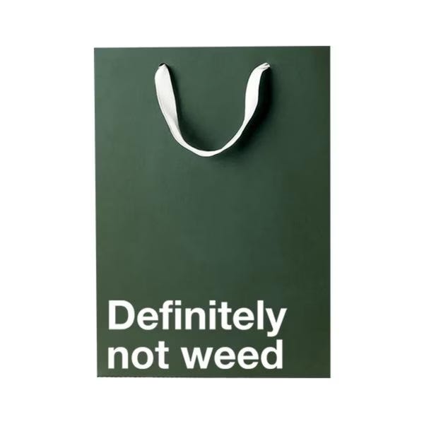 Bolsa de regalo divertida para fumetas: "Definitivamente no es marihuana" envoltorio de papel kraft.