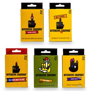 Offensive Crayons, 5 Pack Value Bundle, Full Color Range, 5 Piece Set, Office Joke Present