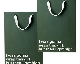 Funny Stoner Gift Bag, "Definitely Not Weed", Kraft Paper Sack, 11 x 8 x 4 in, 2 Pack, Reusable Design