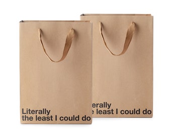 Le moins que je puisse faire, sac cadeau amusant, ensemble de 2 pièces, papier cadeau gag cadeaux, cadeau de bureau, Noël, éléphant blanc, père Noël secret