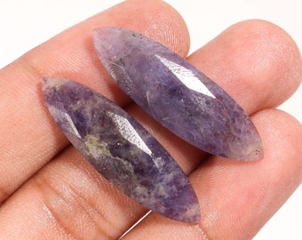 Dazzling Top Quality Natural Lolite Fancy Shape Feceted Loose Gemstone Pair,For Making Jewelry 25.75 Ct 26X13X5 MM D-338