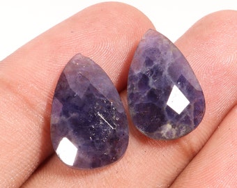 Fantastic Top Quality Natural Lolite Pear Shape Feceted Loose Gemstone Pair,For Making Jewelry 16.00 Ct 19X12X5 MM D-343