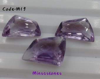 Natural Amethyst cut Stone, Dream Amethyst fancy stone, Natural Amethyst crystal, pair of 3 Purple Amethyst Pocket Stone