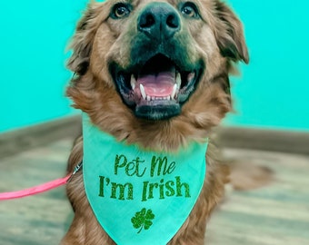 Pet Me I’m Irish Pet Bandana, Pet Me I’m Irish, St. Patrick’s Day Bandana, St. Patties Day, Irish Bandna