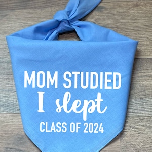 Mom Studied I Slept Class of 2024, Mom Studied I Slept Class of 2024 Bandana, Class of 2024 Dog Bandana, Graduation Bandana, Graduation