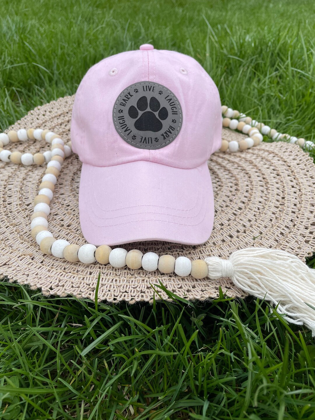 Live Laugh Bark Hat With Leather Patch, Dog Mom Hat, Dog Dad Hat, Gift