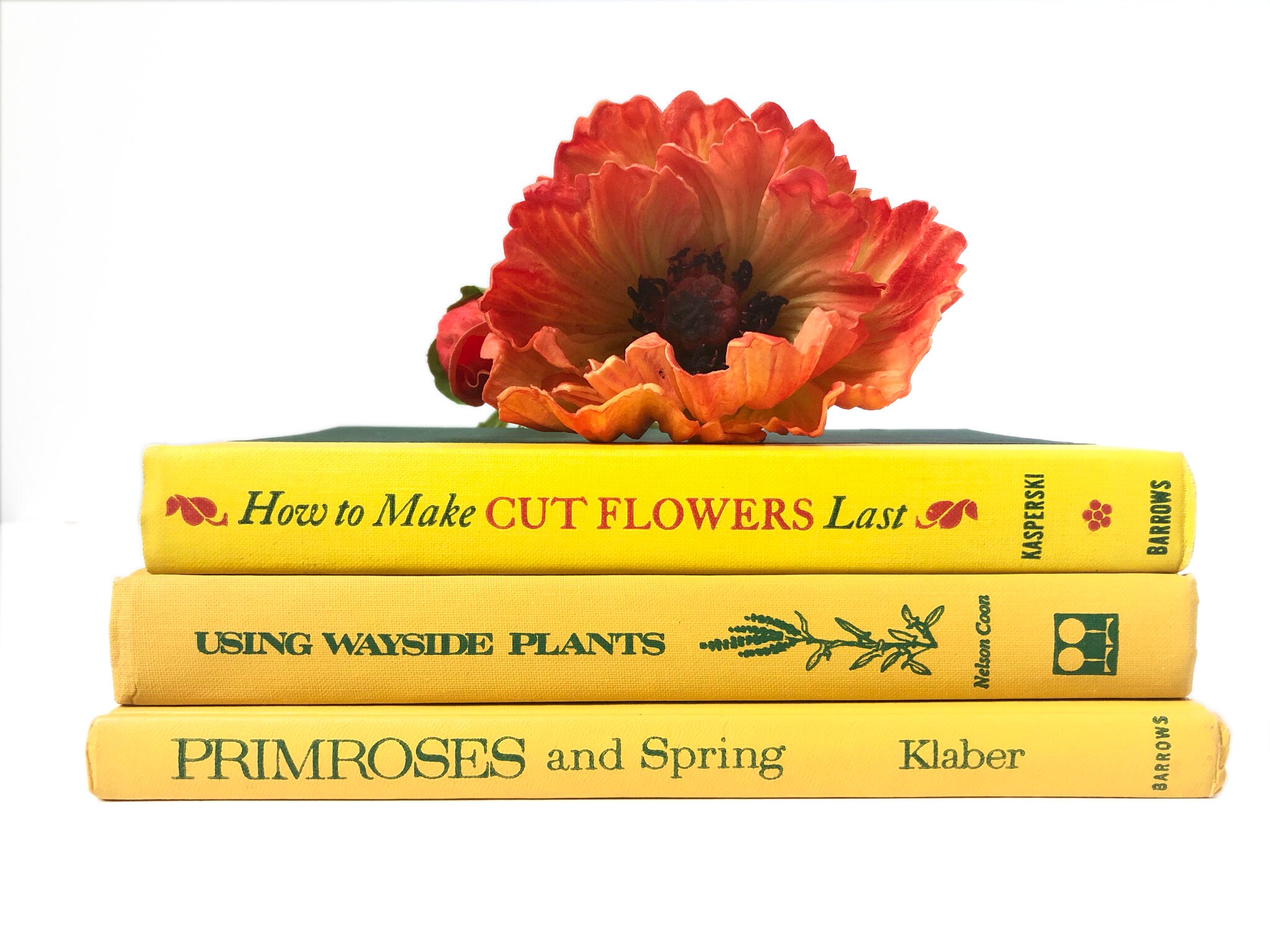 Vintage Yellow FLOWER/PLANT Book Set For Decor Vintage Garden Etsy