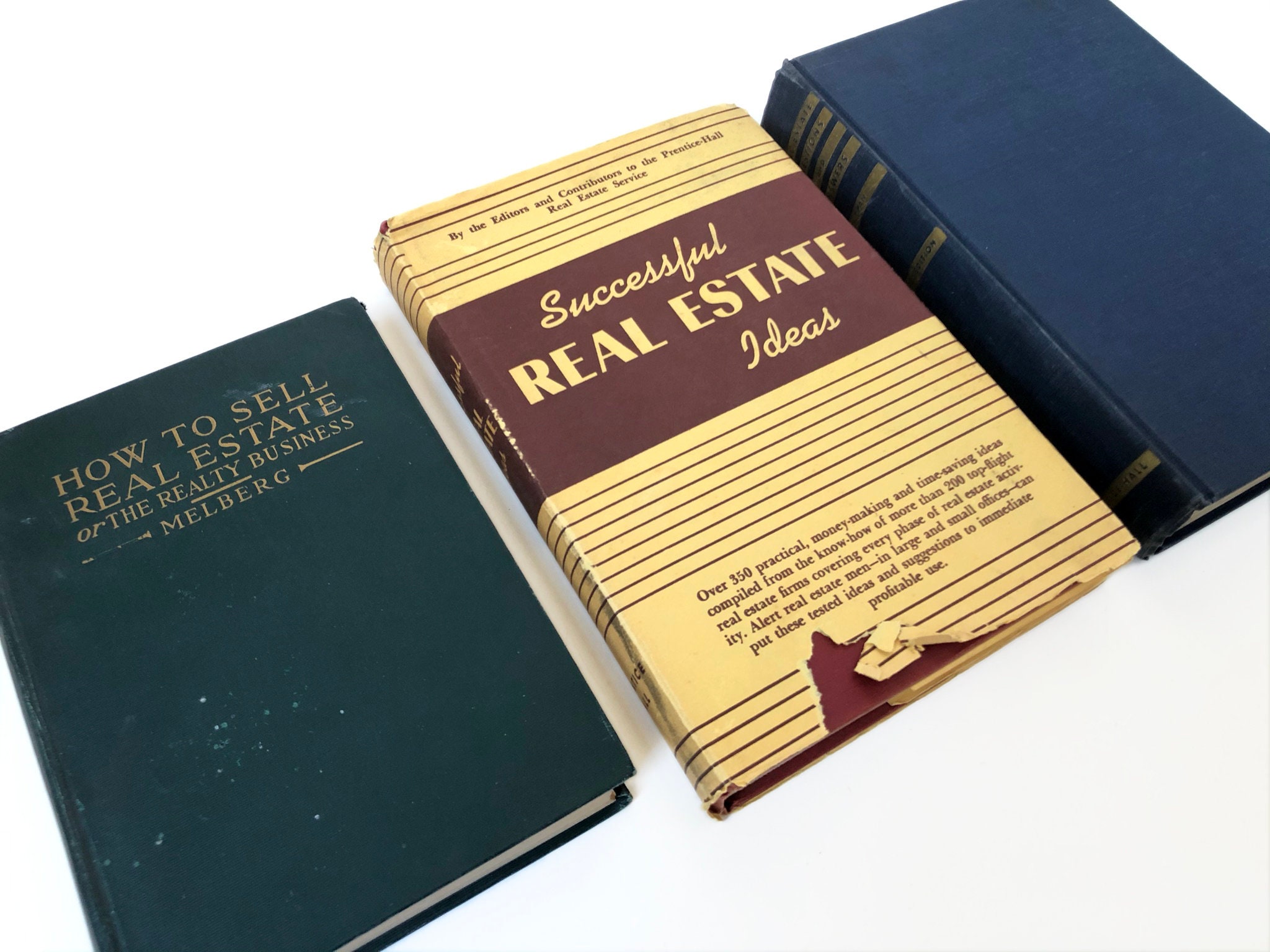 Real Estate Book Collection For Decor Vintage Antique Books Etsy