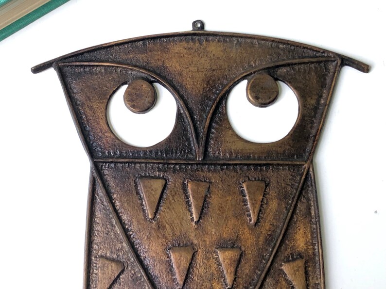Brutalist Owl Metal Wall Hanging Vintage Owl Window Art Mid Etsy