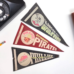 Felt Baseball Souvenir Pennants, Philadelphia Phillies, Pittsburgh Pirates, Kansas City Athletics, Vintage Baseball Pennants, Your Choice