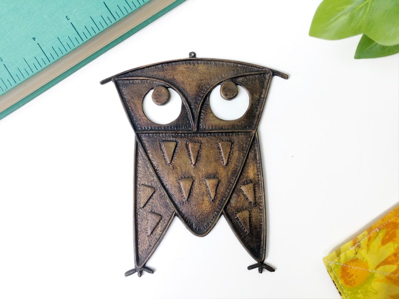 Brutalist Owl Metal Wall Hanging Vintage Owl Window Art Mid Etsy