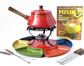 Fiesta Fondue Ensemble Set by Imperial International, Housewarming, Hostess Gift, 1970s