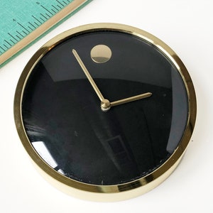 Howard Miller Quartz Solid Brass Museum Wall Clock, Modern George Nelson Clock, Germany Designer Object, Circa 1970s-80s