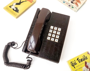 Western Electric Faux Alligator Push Button Designer Phone, Vintage Telephone, circa 1980s