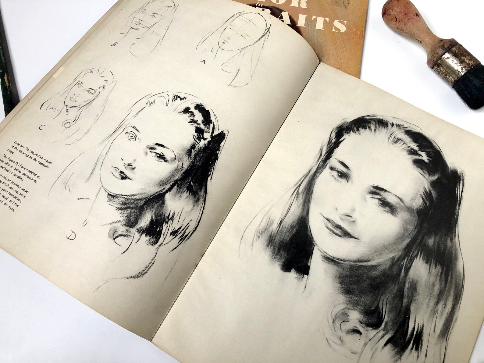 How To Use Color in Portraits and Drawing in Charcoal with | Etsy