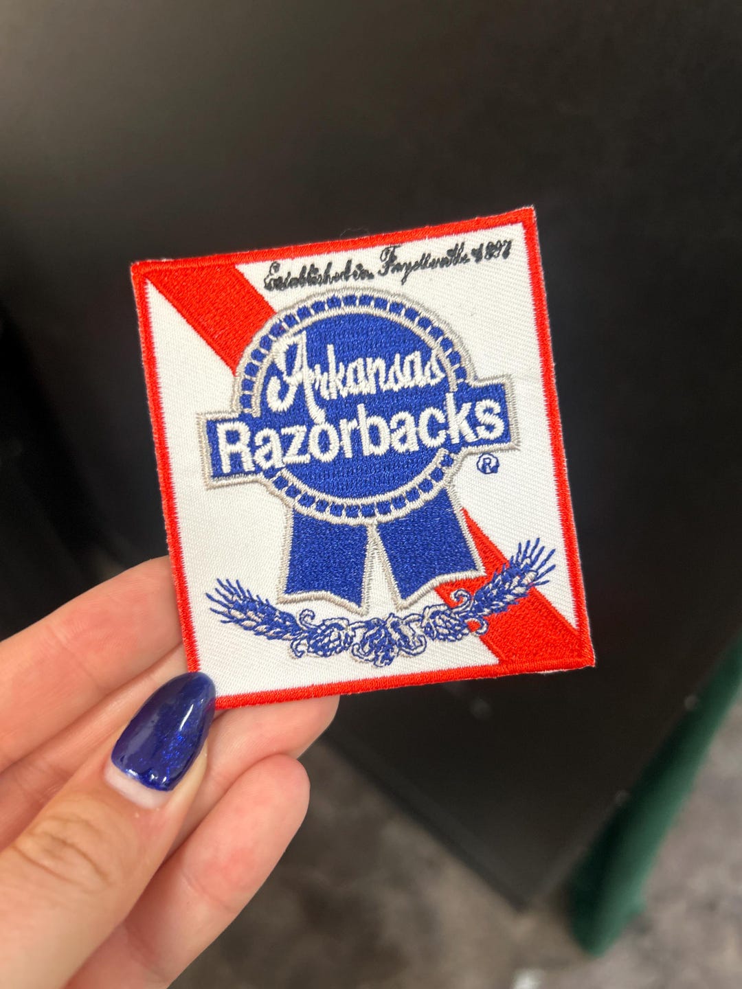 Razorback Ribbon Arkansas Razorback Blue Ribbon, Trucker Hat Patch, Iron on Patch. - Etsy