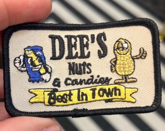 Parche bordado "Dee's Nuts & Candies", divertido parche termoadhesivo para gorra de camionero