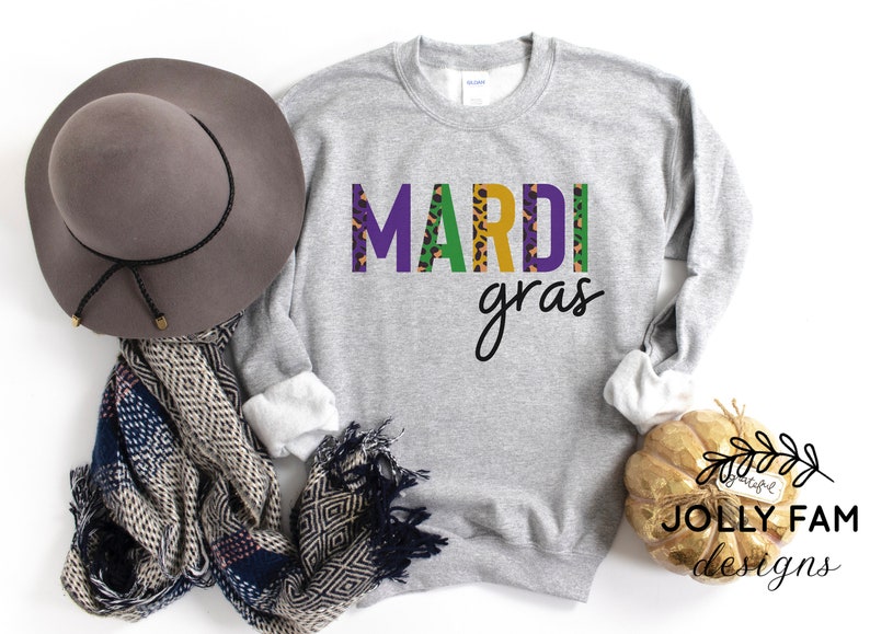 mardi gras sweatshirt nearby
