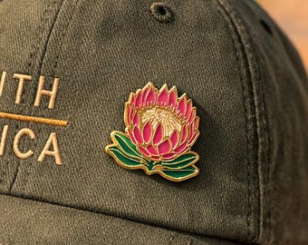 Protea Pin Flower South Africa Hard Enamel Pin Badge (29mm) Jewellery Gifts Patriot Wedding Broch