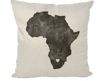 South Africa Map Pillow Cover with Insert, Neutral Decor