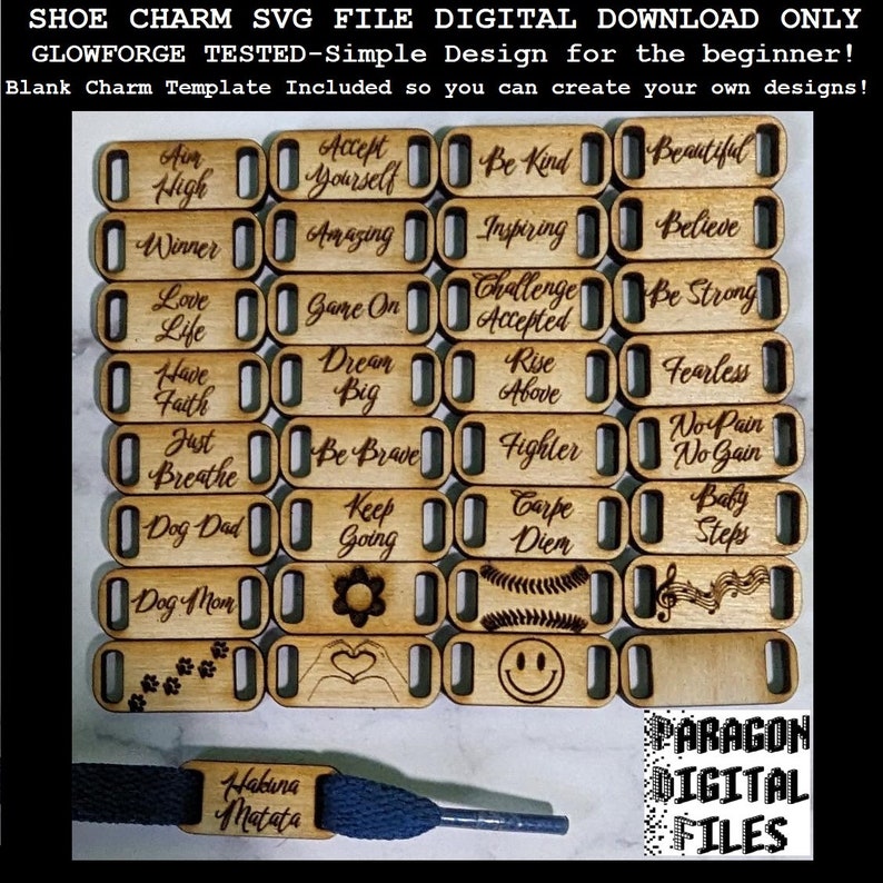 SHOELACE CHARMS SVG Digital Download File Bundle Shoe Charm Etsy