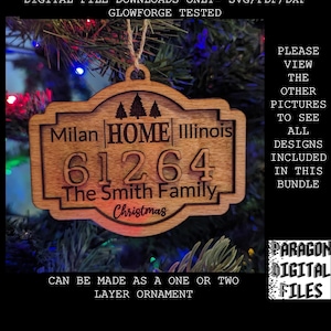 ZIP CODE Ornament Bundle Style 4, Address Christmas Ornament, Digital Download, New Home Ornament, DIY Christmas Gift Glowforge File Svg Pdf