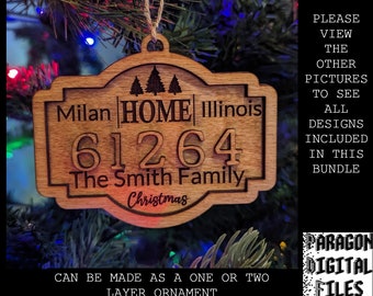 ZIP CODE Ornament Bundle Style 4, Address Christmas Ornament, Digital Download, New Home Ornament, DIY Christmas Gift Glowforge File Svg Pdf