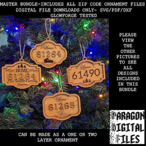 ZIP CODE Ornament Master Bundle Svg File, Address Christmas Ornament, Digital Download, New Home Ornament, DIY Christmas Gift Glowforge File