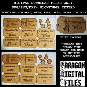 ÉTIQUETTE POUR CADEAU DE NOL Style 5 Bundle fichier numérique à télécharger quelque chose que vous voulez avoir besoin de porter Lire Partager Faire, Noël à la ferme, Glowforge svg pdf