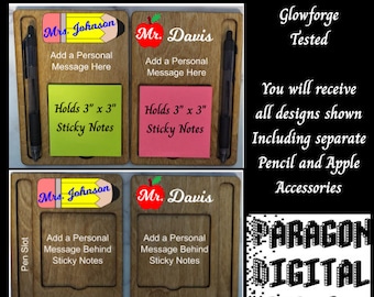 Bigliettino adesivo e portapenne con matita e modello di download digitale Apple SVG Regalo di apprezzamento per l'insegnante Modelli vuoti regalo di fine anno