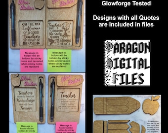 Citazioni per insegnanti, foglietto adesivo e portapenne con matita e modello di download digitale SVG Apple Apple, regalo di ringraziamento per insegnanti, regalo di fine anno