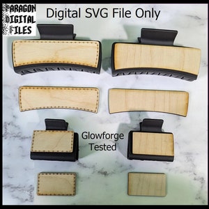 Couverture de clip griffe à cheveux fichier coupé modèle SVG Bundle coutures fausses conception vierges de couverture de clip de cheveux [fichier de téléchargement numérique uniquement] Testé Glowforge